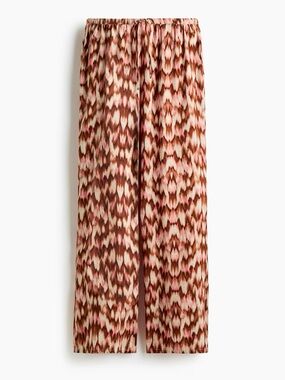 H&M Pink & Brown Straight Leg Printed Pull on Drawstring Pants 100% Viscose Sz S